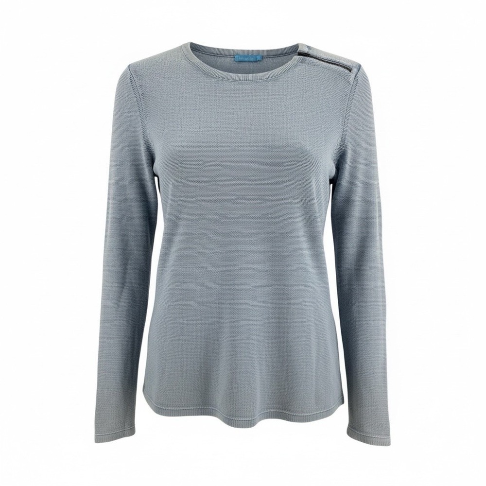 McLaughlin Women's Long Sleeve Blue Crew Neck Pullover Sweater Size XS Zipper